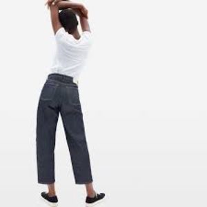 Everlane The Arc Jean in Dark Indigo High Rise Barrel Leg Tapered Size 26